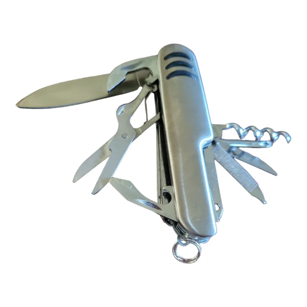 1 NWT 11 Function Third Aluminum Handle Stainless Steel Blade Knife Scissors Saw
